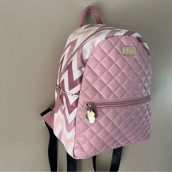 Betsey Johnson Pink Chevron Backpack - Picture 3 of 16